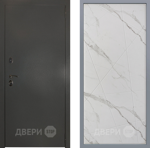 Дверь Заводские двери Эталон 3к антик серебро Флитта Мрамор белый в Красноармейске