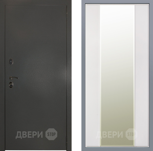 Дверь Заводские двери Эталон 3к антик серебро Зеркало Макси Белый матовый в Красноармейске