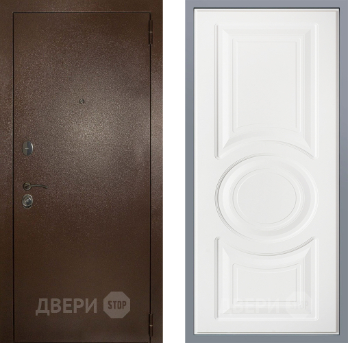Дверь Заводские двери Эталон 3к антик медь Неаполь Лофт белый в Красноармейске