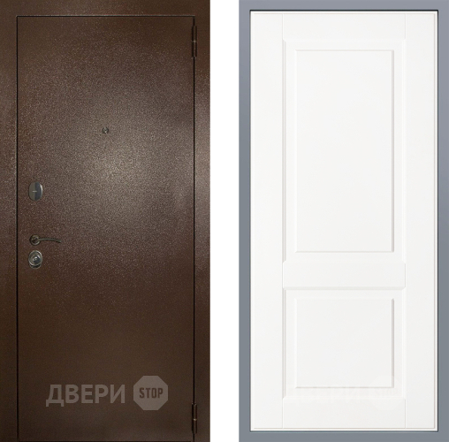 Дверь Заводские двери Эталон 3к антик медь Доррен Белый софт в Красноармейске
