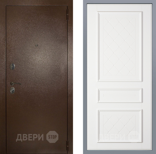 Дверь Заводские двери Эталон 3к антик медь Урбино Белый софт в Красноармейске