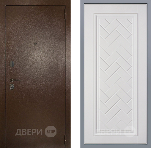 Дверь Заводские двери Эталон 3к антик медь Упра Белый софт в Красноармейске