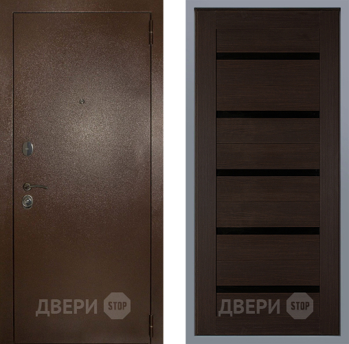 Дверь Заводские двери Эталон 3к антик медь СБ-1 орех тисненый в Красноармейске