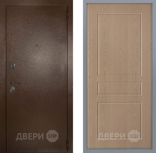 Дверь Заводские двери Эталон 3к антик медь К-2 Беленый дуб в Красноармейске