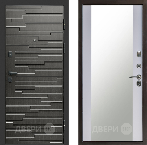 Входная металлическая Дверь Престиж Rivera Зеркало Белый софт в Красноармейске