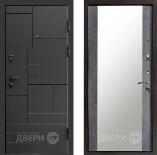Входная металлическая Дверь Престиж Kvadro Зеркало Бетон темный в Красноармейске