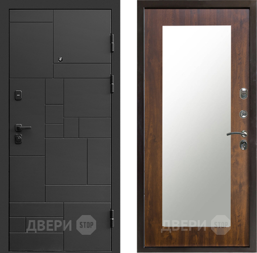 Входная металлическая Дверь Престиж Kvadro Зеркло Пастораль Дуб в Красноармейске