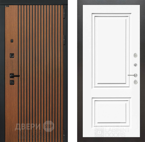 Входная металлическая Дверь Лабиринт (LABIRINT) Шторм 26 Белый (RAL-9003) в Красноармейске
