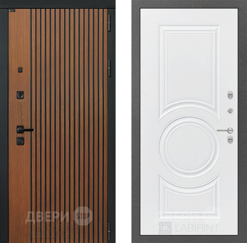 Входная металлическая Дверь Лабиринт (LABIRINT) Шторм 23 Белый софт в Красноармейске