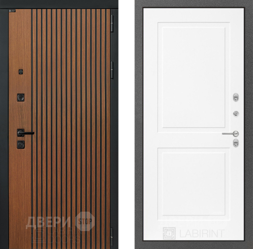 Входная металлическая Дверь Лабиринт (LABIRINT) Шторм 11 Белый софт в Красноармейске