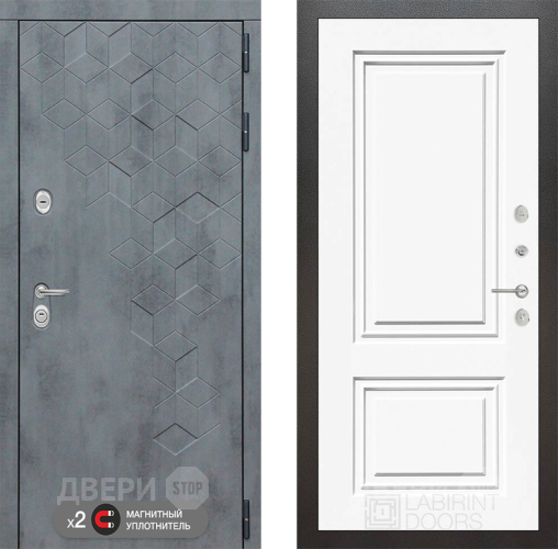 Входная металлическая Дверь Лабиринт (LABIRINT) Бетон 26 Белый (RAL-9003) в Красноармейске