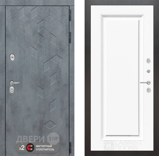 Входная металлическая Дверь Лабиринт (LABIRINT) Бетон 27 Белый (RAL-9003) в Красноармейске