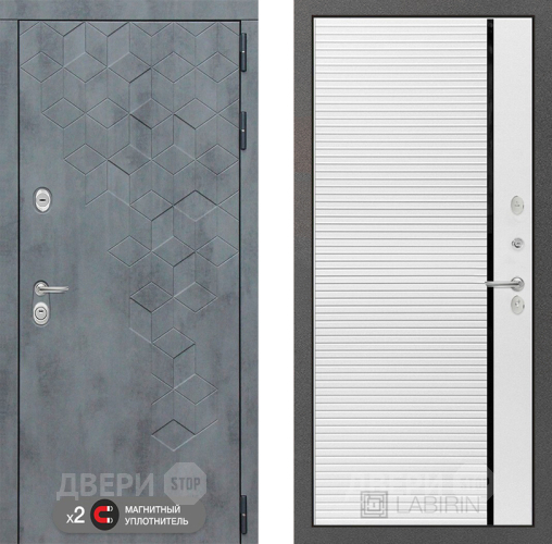 Входная металлическая Дверь Лабиринт (LABIRINT) Бетон 22 Белый софт в Красноармейске