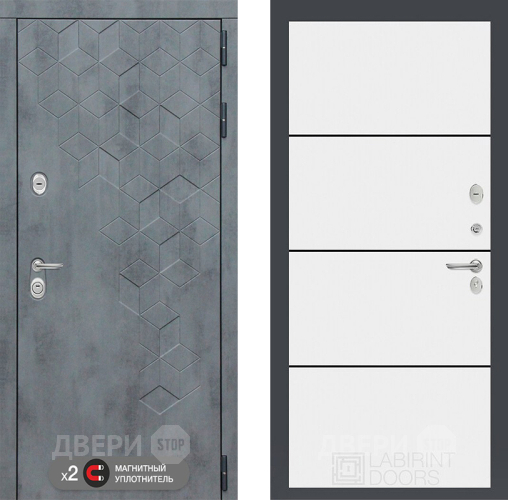 Дверь Лабиринт (LABIRINT) Бетон 25 Белый софт в Красноармейске