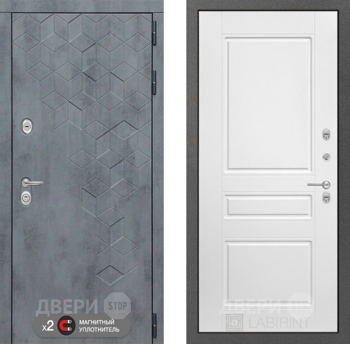 Дверь Лабиринт (LABIRINT) Бетон 03 Белый софт в Красноармейске