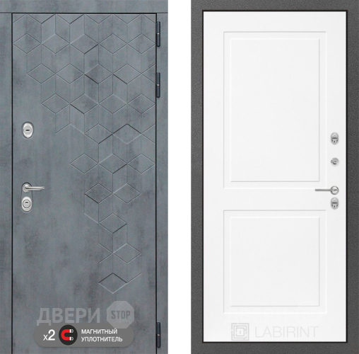 Входная металлическая Дверь Лабиринт (LABIRINT) Бетон 11 Белый софт в Красноармейске