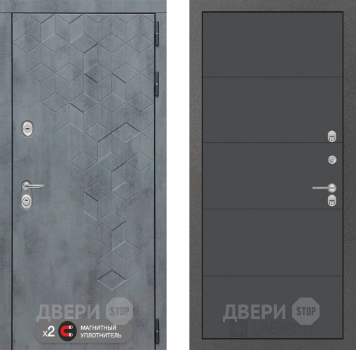 Входная металлическая Дверь Лабиринт (LABIRINT) Бетон 13 Графит софт в Красноармейске