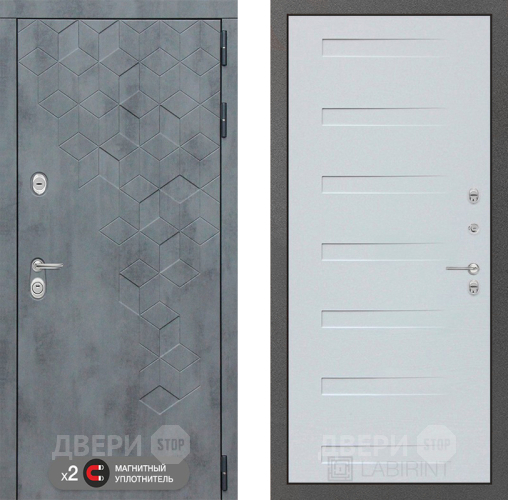Входная металлическая Дверь Лабиринт (LABIRINT) Бетон 14 Дуб кантри белый горизонтальный в Красноармейске