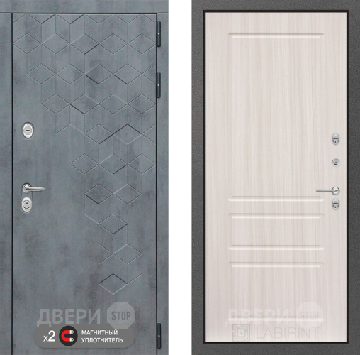 Входная металлическая Дверь Лабиринт (LABIRINT) Бетон 03 Сандал белый в Красноармейске