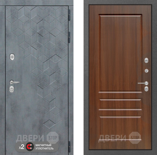 Входная металлическая Дверь Лабиринт (LABIRINT) Бетон 03 Орех бренди в Красноармейске