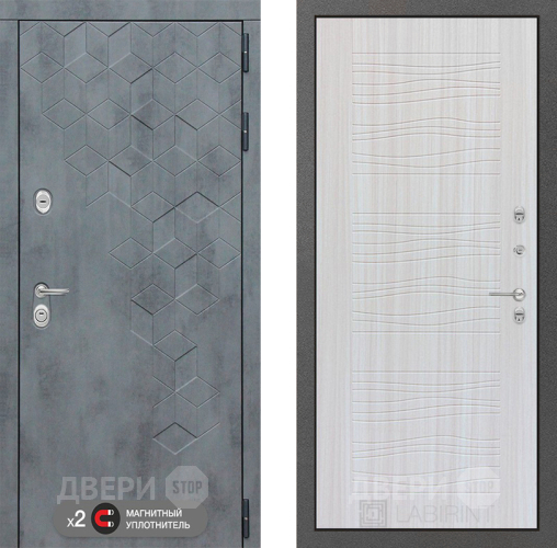 Входная металлическая Дверь Лабиринт (LABIRINT) Бетон 06 Сандал белый в Красноармейске