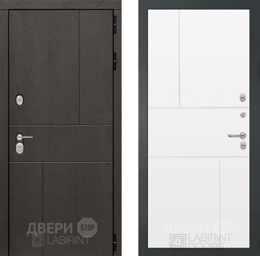 Входная металлическая Дверь Лабиринт (LABIRINT) Urban 21 Белый софт в Красноармейске