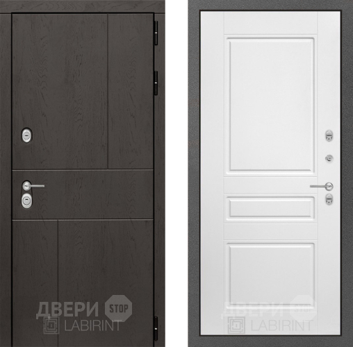 Входная металлическая Дверь Лабиринт (LABIRINT) Urban 03 Белый софт в Красноармейске