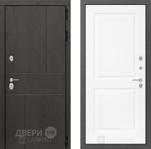 Входная металлическая Дверь Лабиринт (LABIRINT) Urban 11 Белый софт в Красноармейске