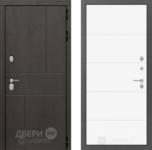 Входная металлическая Дверь Лабиринт (LABIRINT) Urban 13 Белый софт в Красноармейске