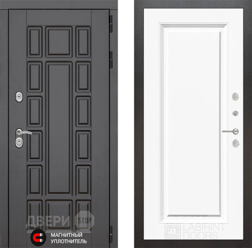 Входная металлическая Дверь Лабиринт (LABIRINT) New York 27 Белый (RAL-9003) в Красноармейске