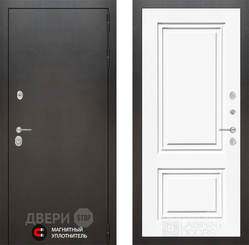 Входная металлическая Дверь Лабиринт (LABIRINT) Silver 26 Белый (RAL-9003) в Красноармейске