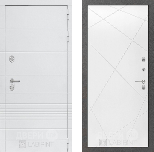 Входная металлическая Дверь Лабиринт (LABIRINT) Трендо 24 Белый софт в Красноармейске