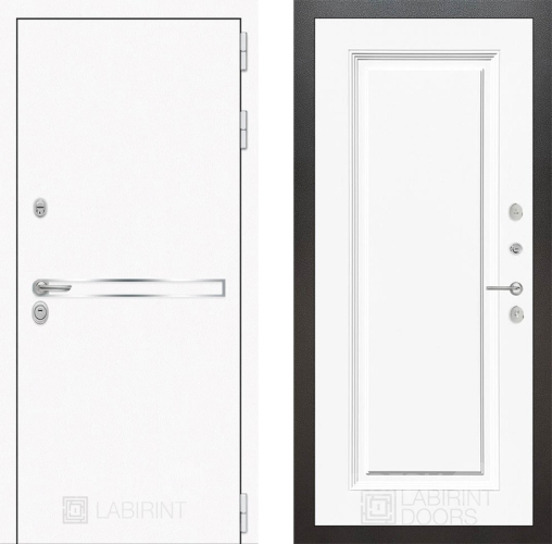 Входная металлическая Дверь Лабиринт (LABIRINT) Лайн White 27 Белый (RAL-9003) в Красноармейске