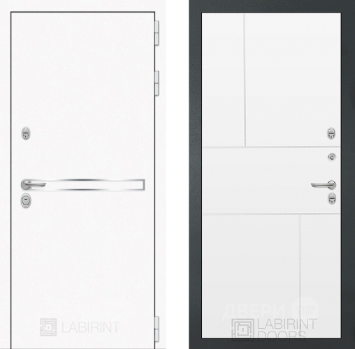 Входная металлическая Дверь Лабиринт (LABIRINT) Лайн White 21 Белый софт в Красноармейске