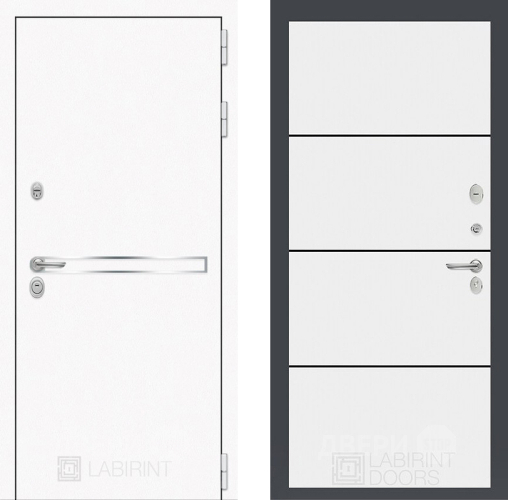 Входная металлическая Дверь Лабиринт (LABIRINT) Лайн White 25 Белый софт в Красноармейске
