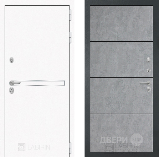 Входная металлическая Дверь Лабиринт (LABIRINT) Лайн White 25 Бетон светлый в Красноармейске