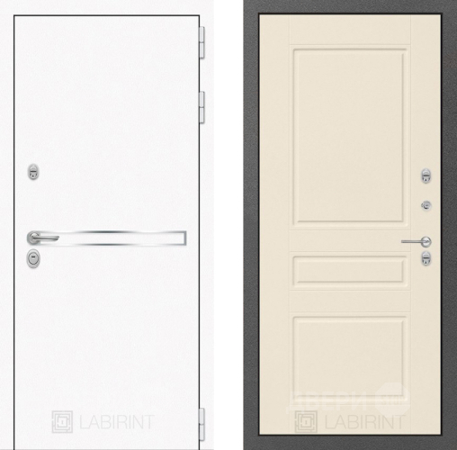 Входная металлическая Дверь Лабиринт (LABIRINT) Лайн White 03 Крем софт в Красноармейске