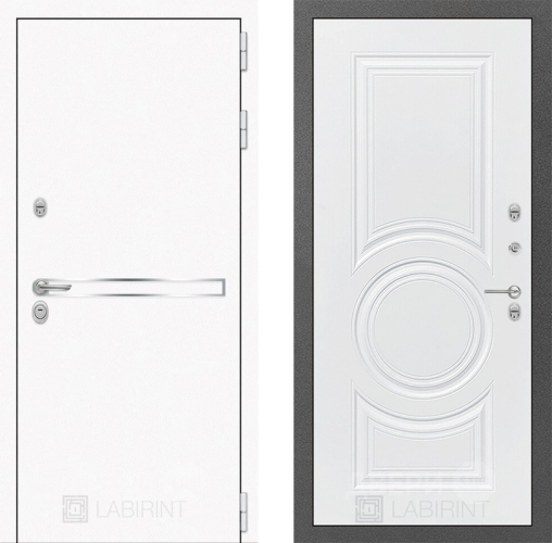 Входная металлическая Дверь Лабиринт (LABIRINT) Лайн White 23 Белый софт в Красноармейске