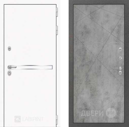 Входная металлическая Дверь Лабиринт (LABIRINT) Лайн White 24 Бетон светлый в Красноармейске