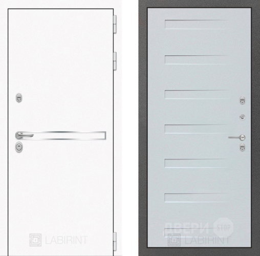 Входная металлическая Дверь Лабиринт (LABIRINT) Лайн White 14 Дуб кантри белый горизонтальный в Красноармейске
