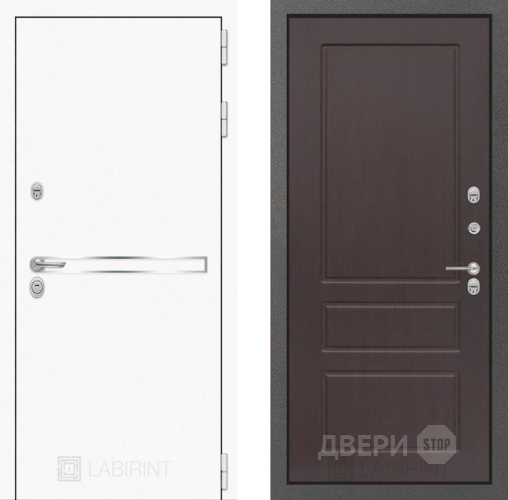 Входная металлическая Дверь Лабиринт (LABIRINT) Лайн White 03 Орех премиум в Красноармейске