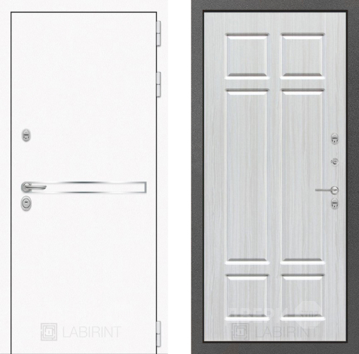 Входная металлическая Дверь Лабиринт (LABIRINT) Лайн White 08 Кристалл вуд в Красноармейске