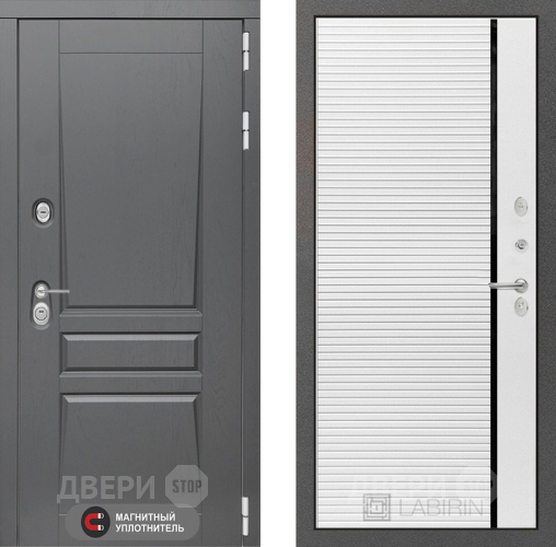 Входная металлическая Дверь Лабиринт (LABIRINT) Платинум 22 Белый софт в Красноармейске