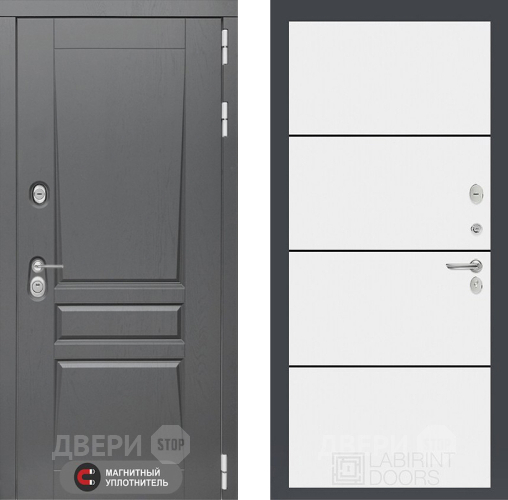Входная металлическая Дверь Лабиринт (LABIRINT) Платинум 25 Белый софт в Красноармейске