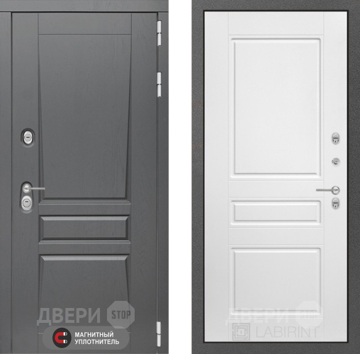 Входная металлическая Дверь Лабиринт (LABIRINT) Платинум 03 Белый софт в Красноармейске