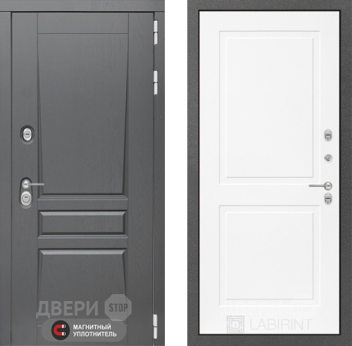 Входная металлическая Дверь Лабиринт (LABIRINT) Платинум 11 Белый софт в Красноармейске