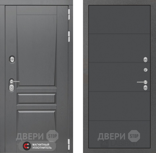 Входная металлическая Дверь Лабиринт (LABIRINT) Платинум 13 Графит софт в Красноармейске