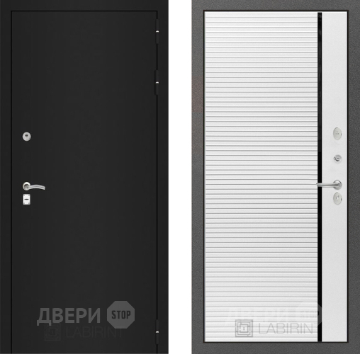 Дверь Лабиринт (LABIRINT) Classic шагрень черная 22 Белый софт в Красноармейске