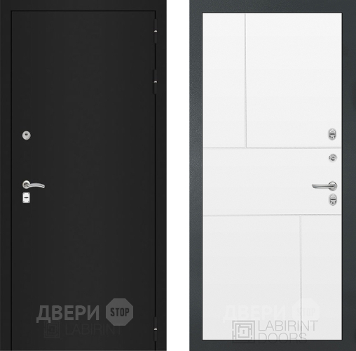 Дверь Лабиринт (LABIRINT) Classic шагрень черная 21 Белый софт в Красноармейске