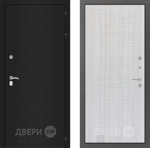 Входная металлическая Дверь Лабиринт (LABIRINT) Classic шагрень черная 06 Сандал белый в Красноармейске